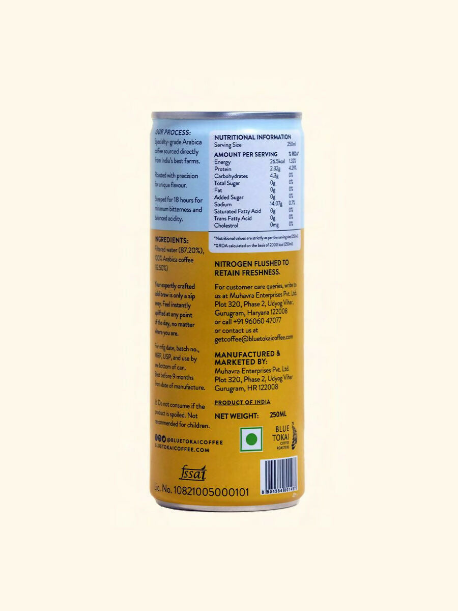 Blue Tokai Cold Brew Coffee Classic Light Can - Distacart