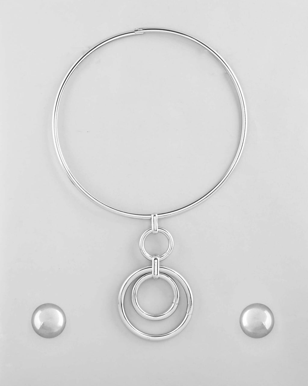 VOJ Silver Plated Western Hasli with Studs Earrings Set