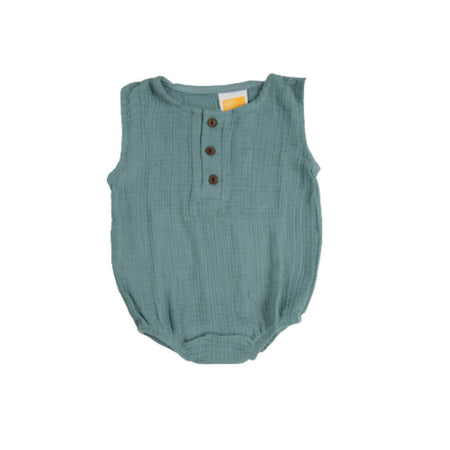 Sunshine Baby Cute Organic Muslin Cotton Sleeveless Rompers For Babies - Teal