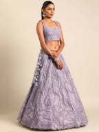 House of Panchhi Lavender Net Sequins and Zarkan embroidery Lehenga choli & Dupatta