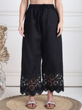TAG 7 Women Floral Hem Design Flared Ethnic Palazzos