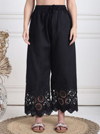 TAG 7 Women Floral Hem Design Flared Ethnic Palazzos