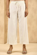 Juniper Women's Off-White Rayon Gold Printed Wide Leg Palazzo - Distacart