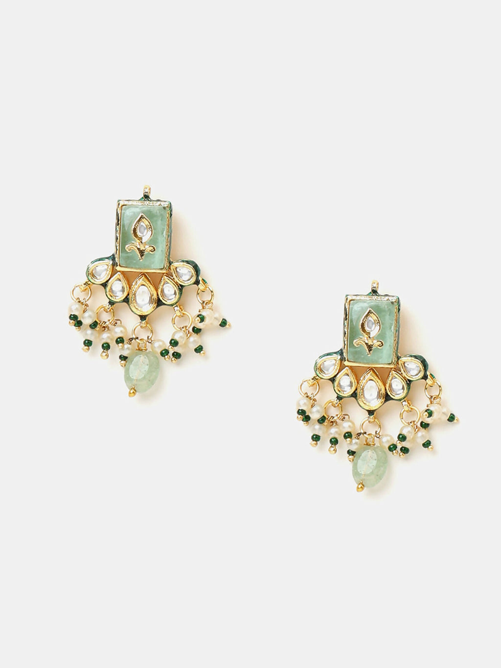 Ruby Raang Pearl Glow Necklace With Matching Earrings And Maang Tikka - Distacart