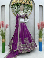 Jyoti Fashion Women's Wine Faux Georgette Sequins with Thread Embroidered Designer Lehenga Choli Set