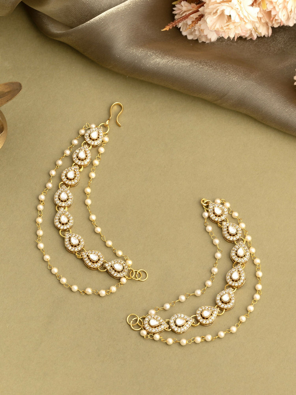 Ruby Raang Gold Plated Ear Chain