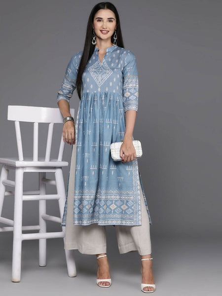 Ahalyaa Women's Traditional wear Kurta - Powder Blue
