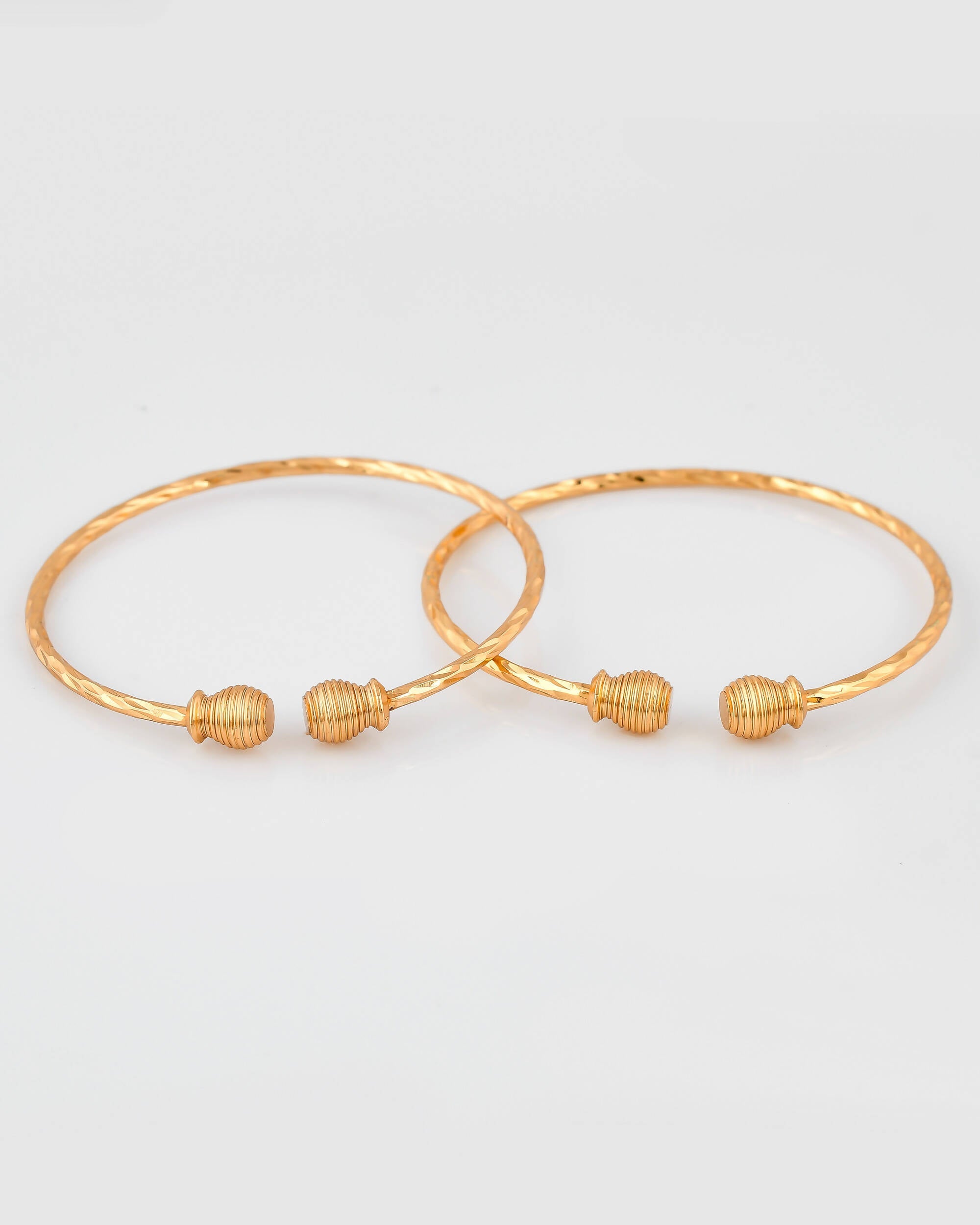 VOJ Stainless Steel Gold-plated Bangle Set (Pack of 2) - Distacart