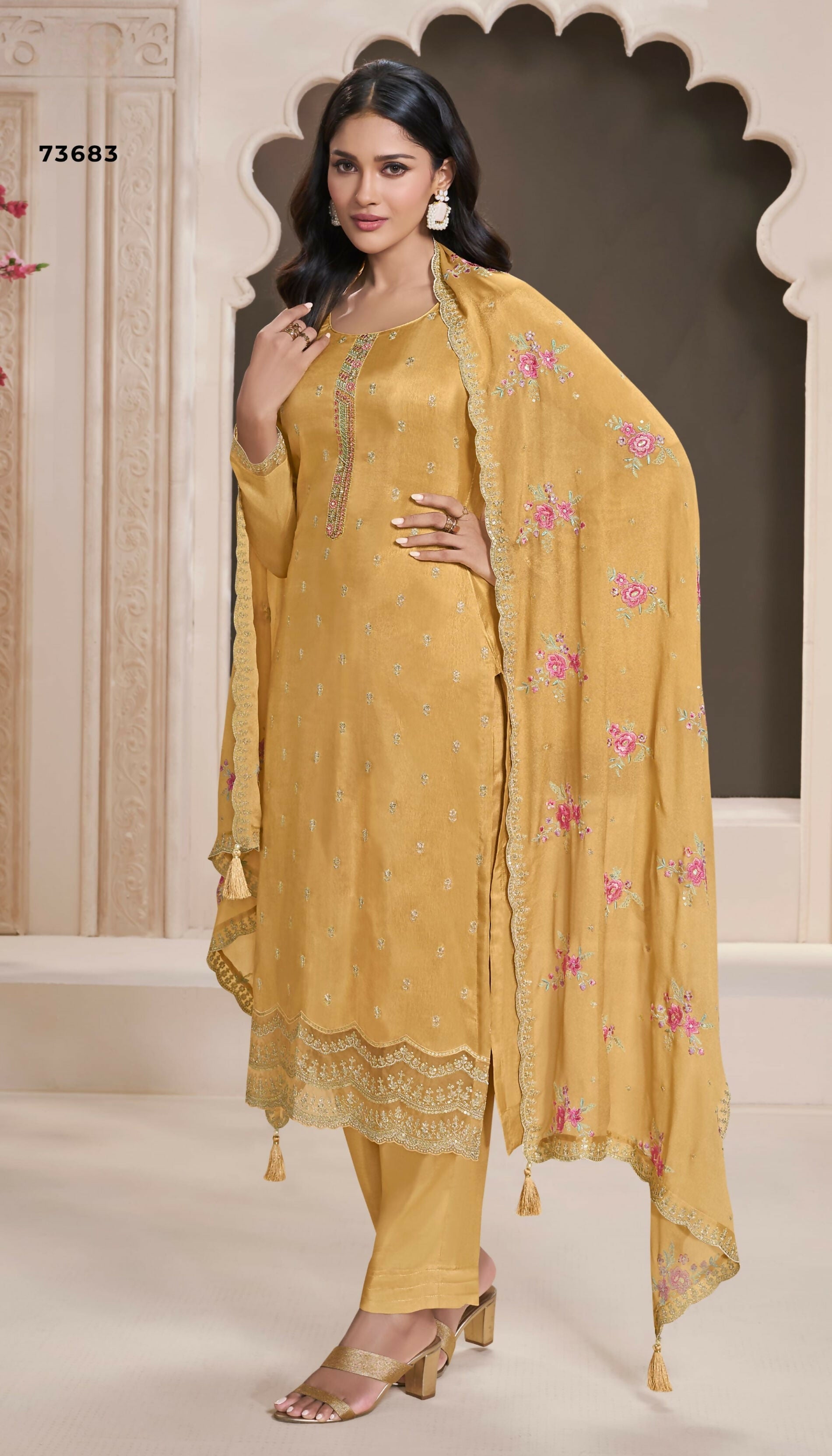 Anaita Yellow Silk Embroidered Stitched Salwar Suit - Distacart