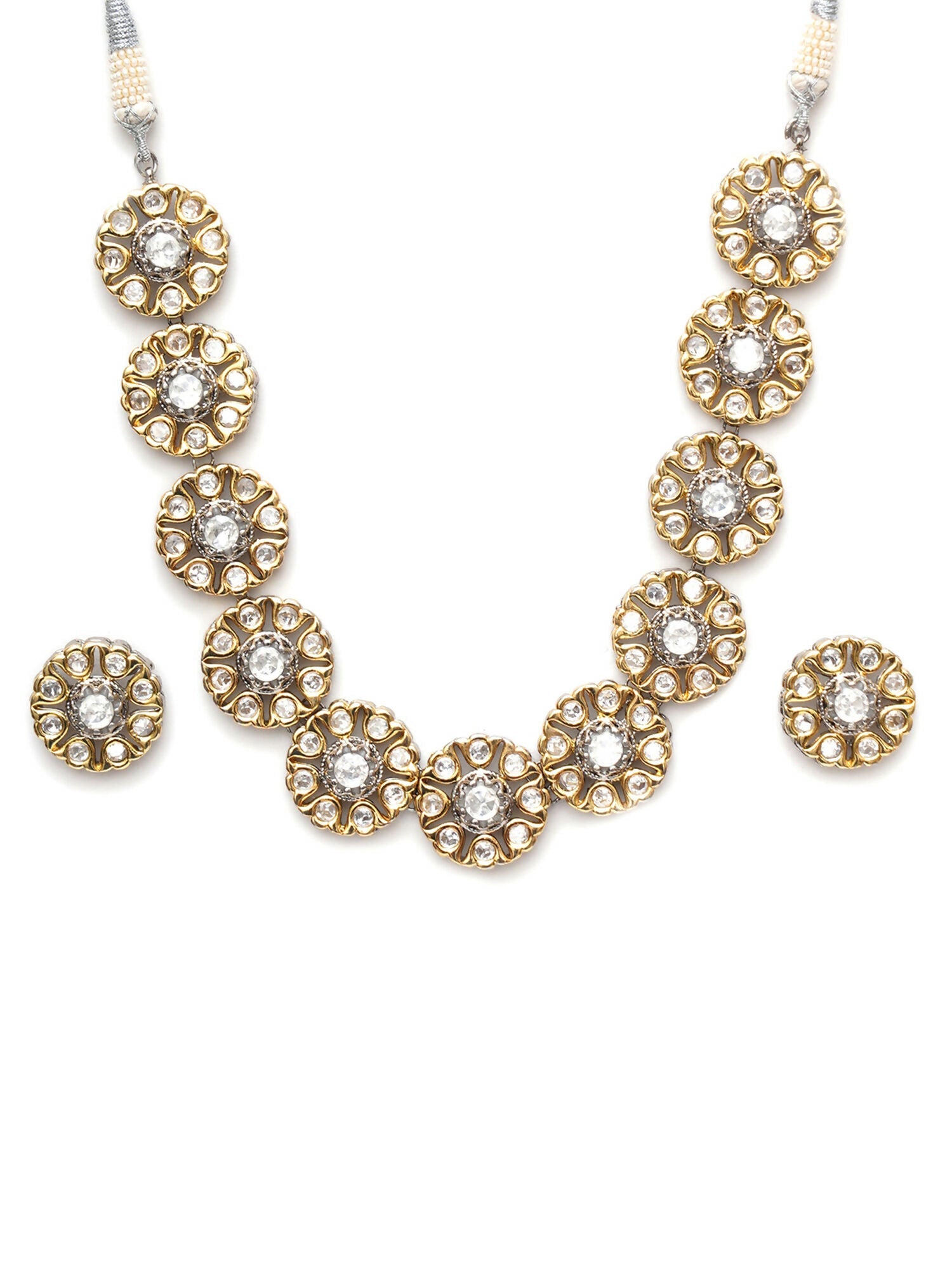 Kundan Choker with Studs Jewellery Set (silver) - Ruby Raang