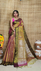 Exclusive Collection Golden Red Beautiful Tissue Benarasi Saree