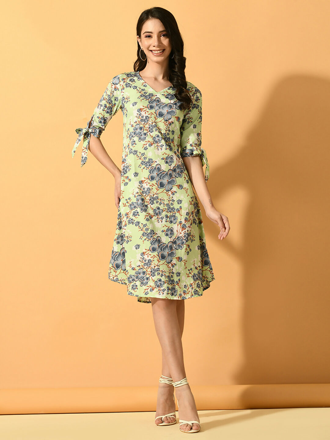 Myshka Women's Lime Green A-Line Party Dress - Distacart
