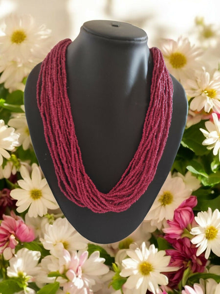 Inhanns Handmade Beaded Multilayer Necklace, 20 Layers - Wine