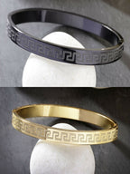 NVR Men's Set of 2 Gold & Black Rhodium-Plated Stainless Steel Kada Bracelet - Distacart