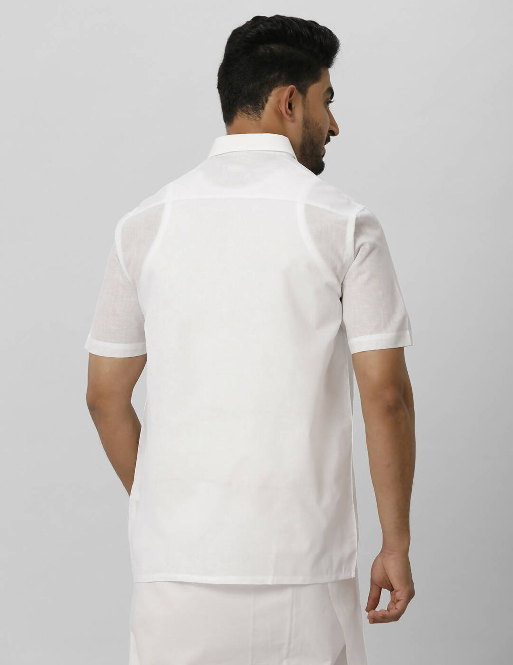 Ramraj Cotton Mens Half Sleeve Formal Poly Cotton White Shirt