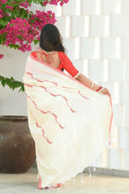 Beatitude Off White Cotton Handloom Saree