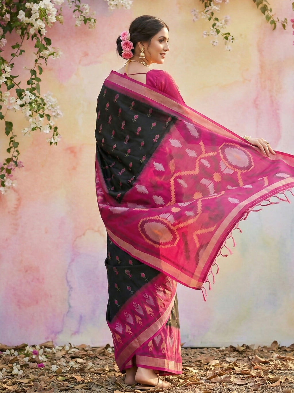 Shree Shyam Fashion Black Soft Silk Saree - Distacart