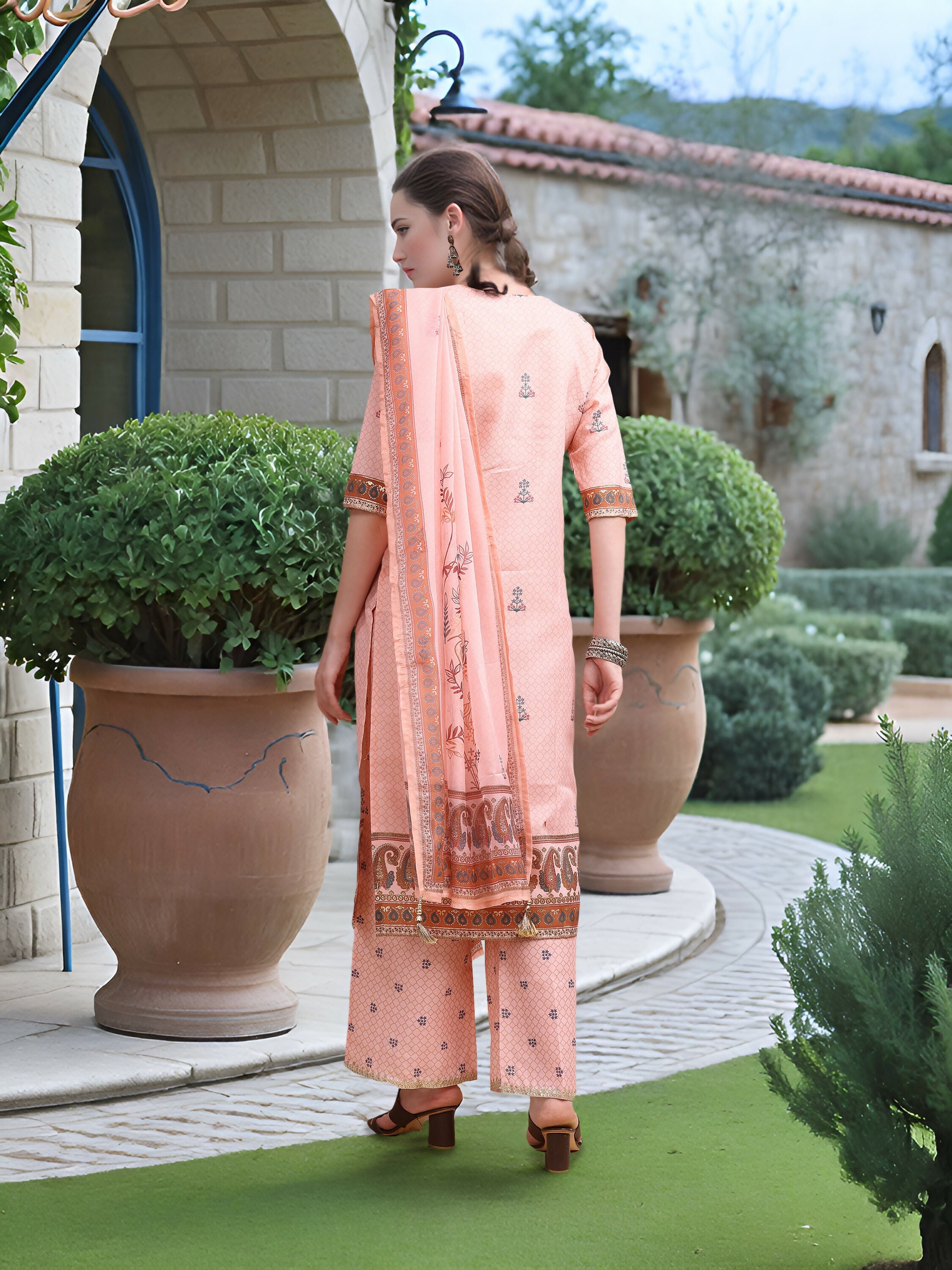 Joban Fashion Pink Position Digital Print With Position Foil Kurta Set - Distacart