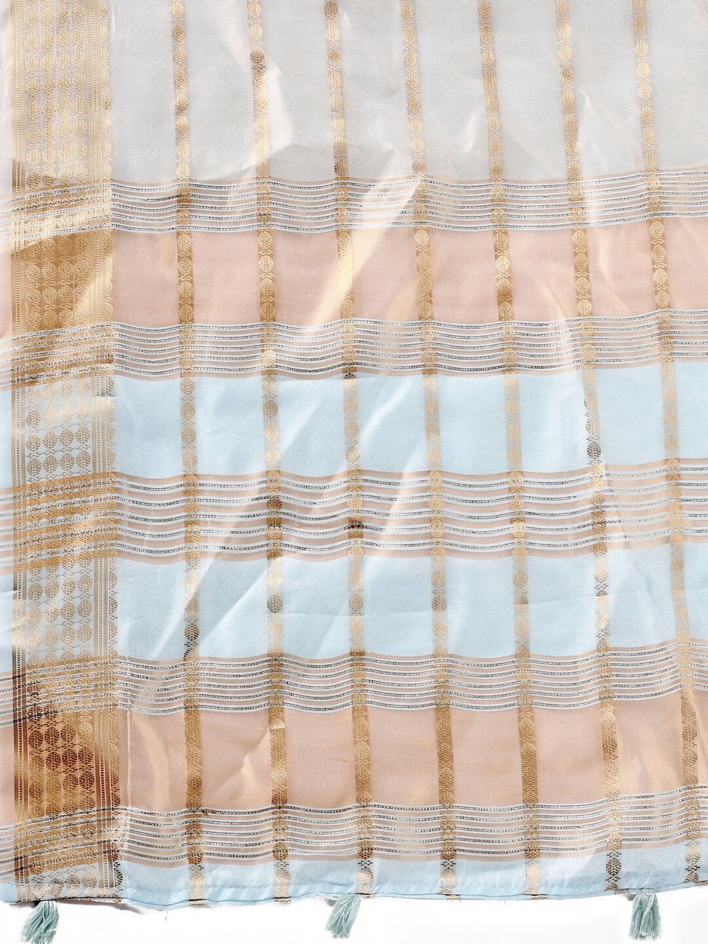 Shree Shyam Fashion Organza Sky Blue Saree - Distacart