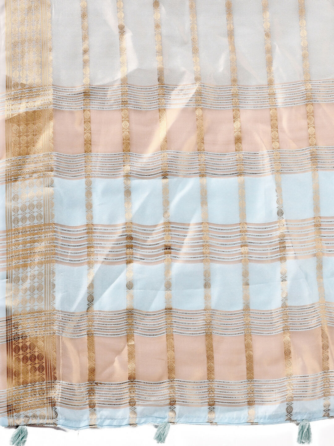Shree Shyam Fashion Organza Sky Blue Saree - Distacart