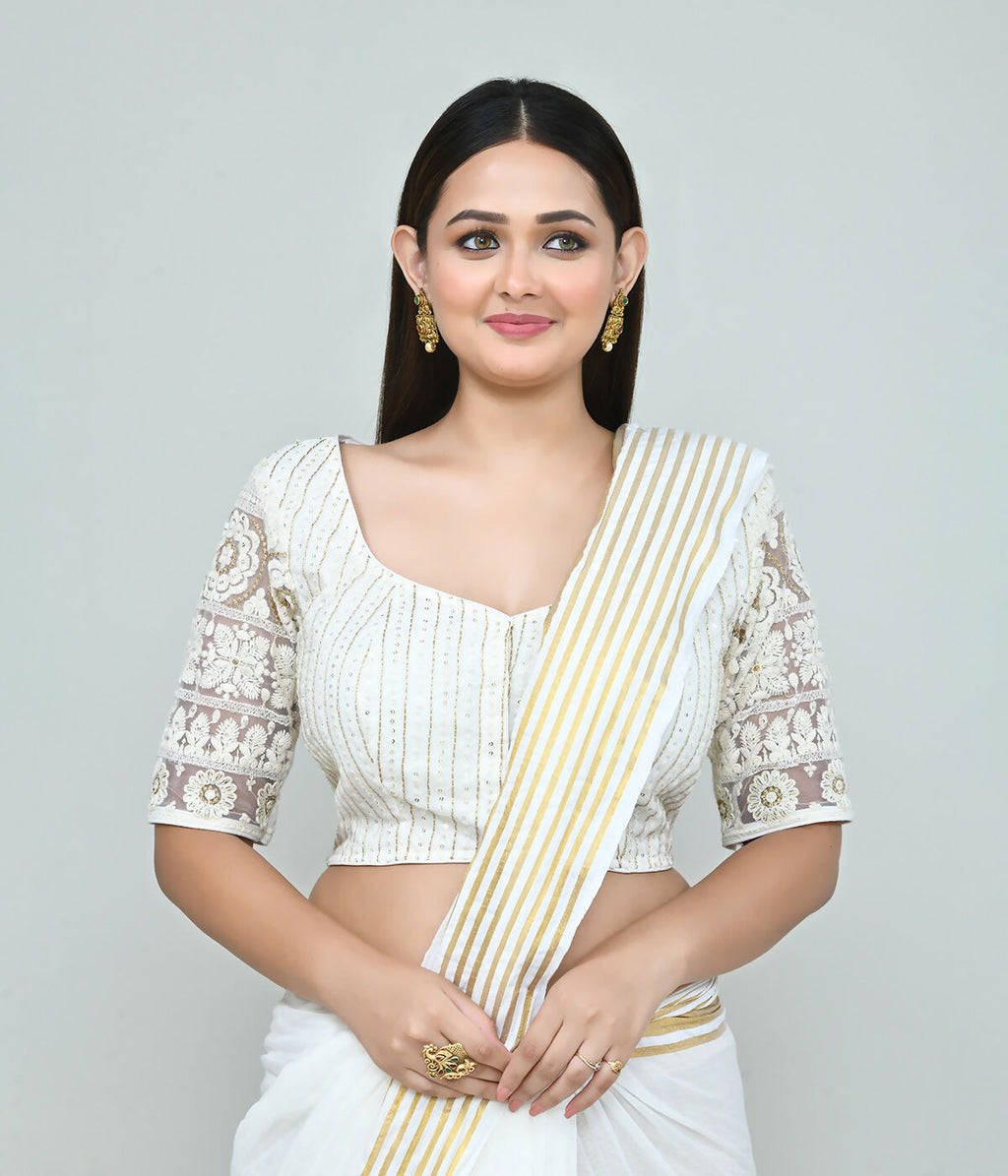Joban Fashion Women's White Embroidered Stitched Blouse - Distacart