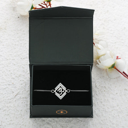 trueBrowns 925 Sterling Silver Precious OM Bracelet Rakhi