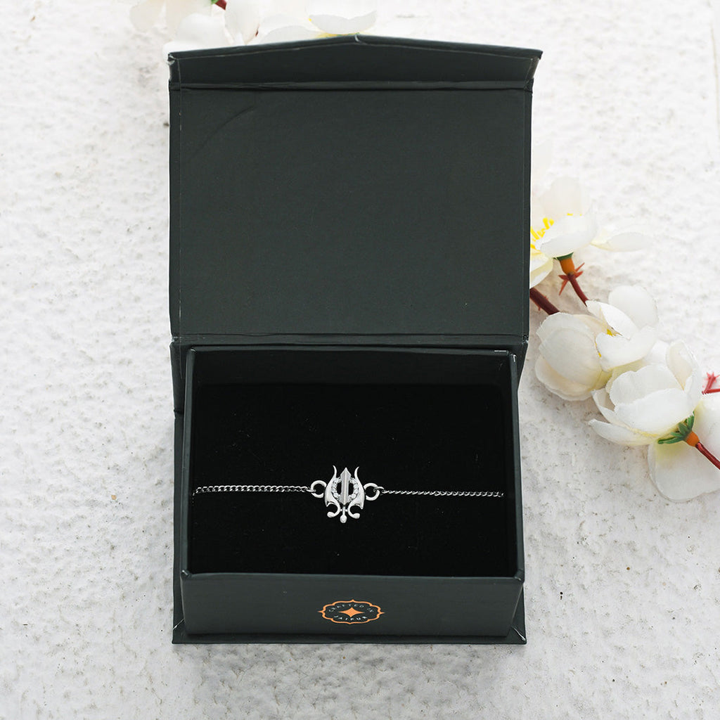trueBrowns 925 Sterling Silver Precious Trishul Silver Bracelet Rakhi - Distacart