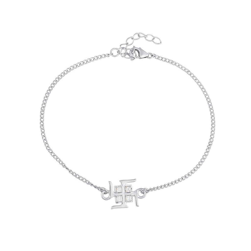 trueBrowns 925 Sterling Silver Precious Swastik Bracelet Rakhi - Distacart