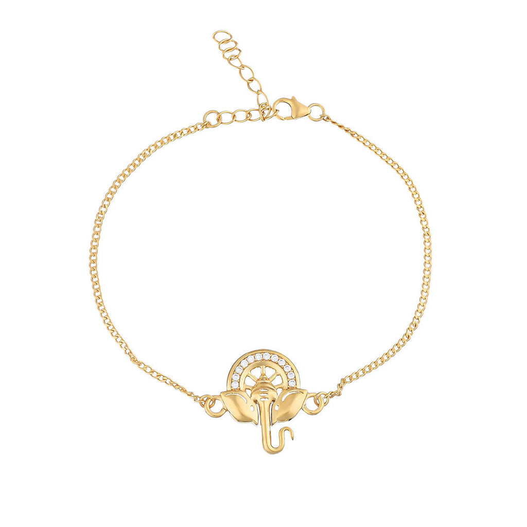 trueBrowns 925 Sterling Silver Gold-Polished Ganesha Bracelet Rakhi - Distacart