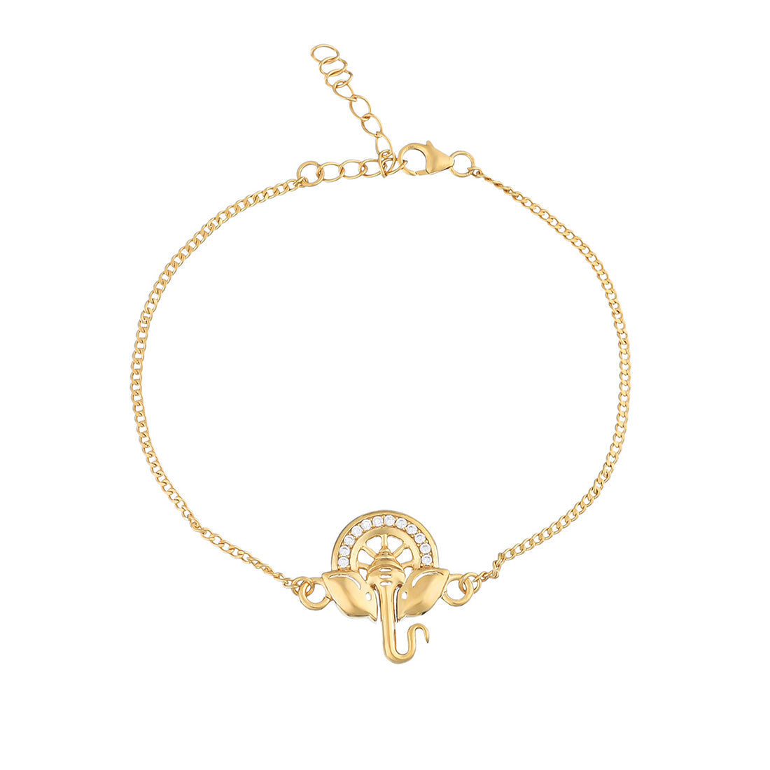 trueBrowns 925 Sterling Silver Gold-Polished Ganesha Bracelet Rakhi - Distacart