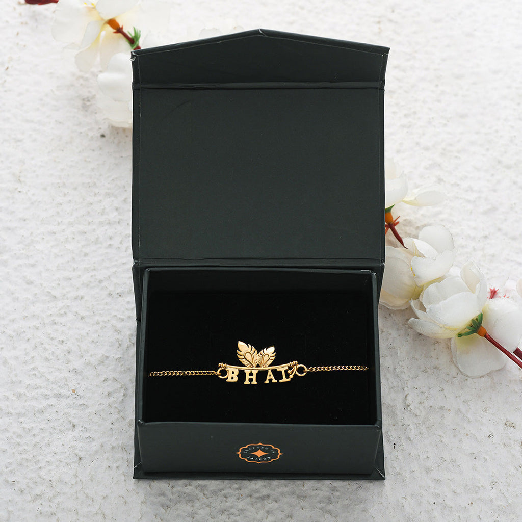trueBrowns 925 Sterling Silver Gold-Polished Gold Micron Plated Bhai Bracelet Rakhi - Distacart