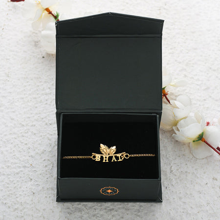trueBrowns 925 Sterling Silver Gold-Polished Gold Micron Plated Bhai Bracelet Rakhi