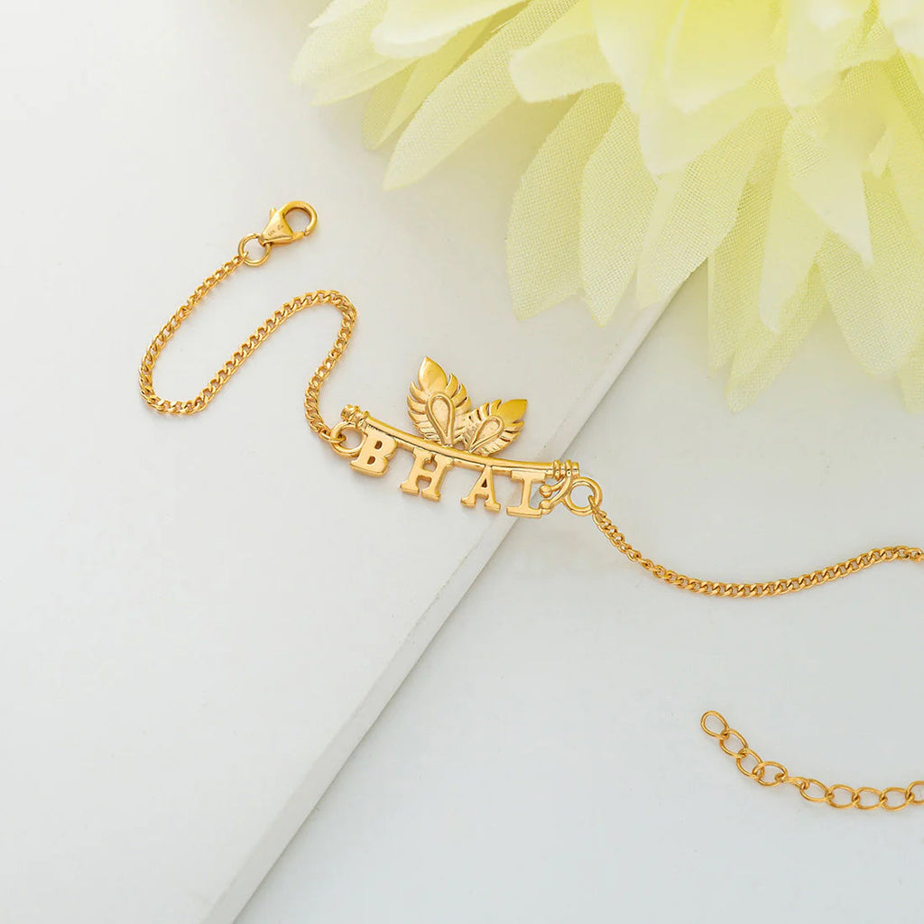 trueBrowns 925 Sterling Silver Gold-Polished Gold Micron Plated Bhai Bracelet Rakhi - Distacart