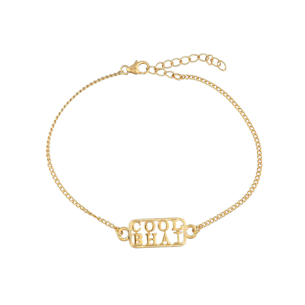 trueBrowns 925 Sterling Silver Gold-Polished Gold Micron Plated Cool Bhai Bracelet Rakhi - Distacart