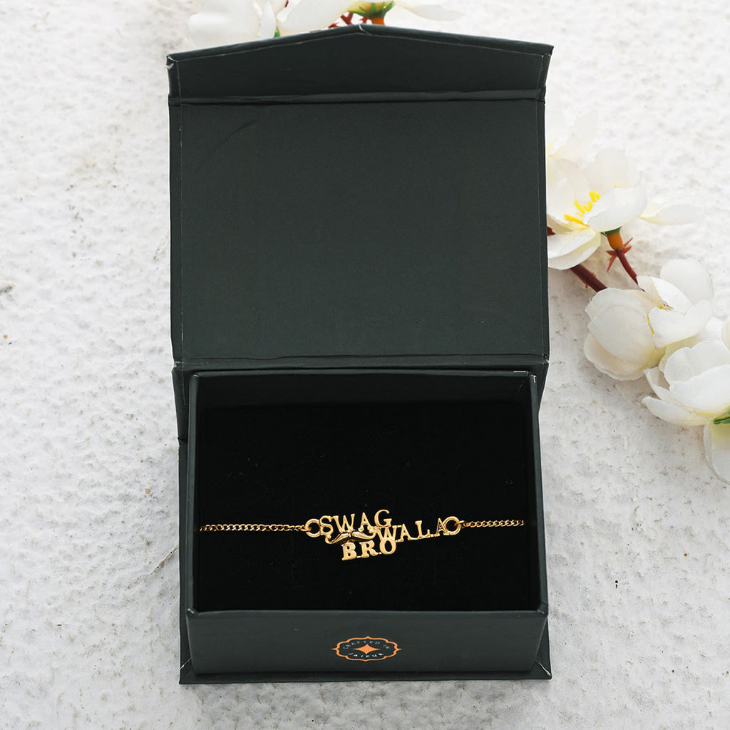 trueBrowns 925 Sterling Silver Gold-Polished Gold Micron Plated Swag Bracelet Rakhi - Distacart