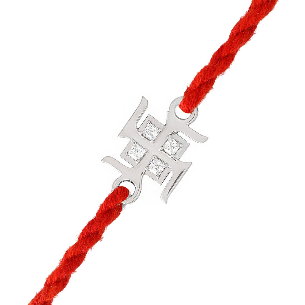 trueBrowns 925 Sterling Silver Precious Swastik Thread Rakhi - Distacart
