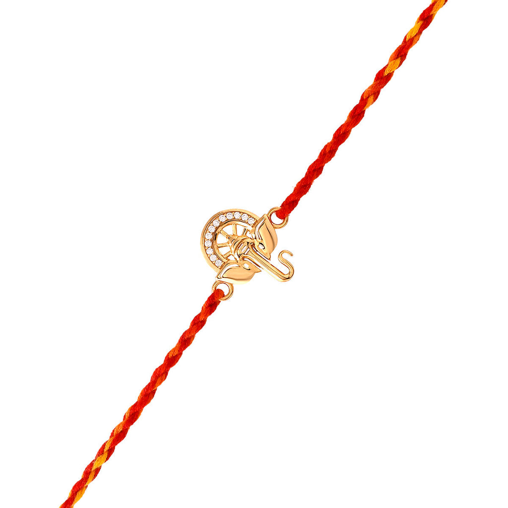 trueBrowns X Voylla 925 Sterling Silver Ganesha Gold-Polished Gold Micron Plated Thread Rakhi - Distacart
