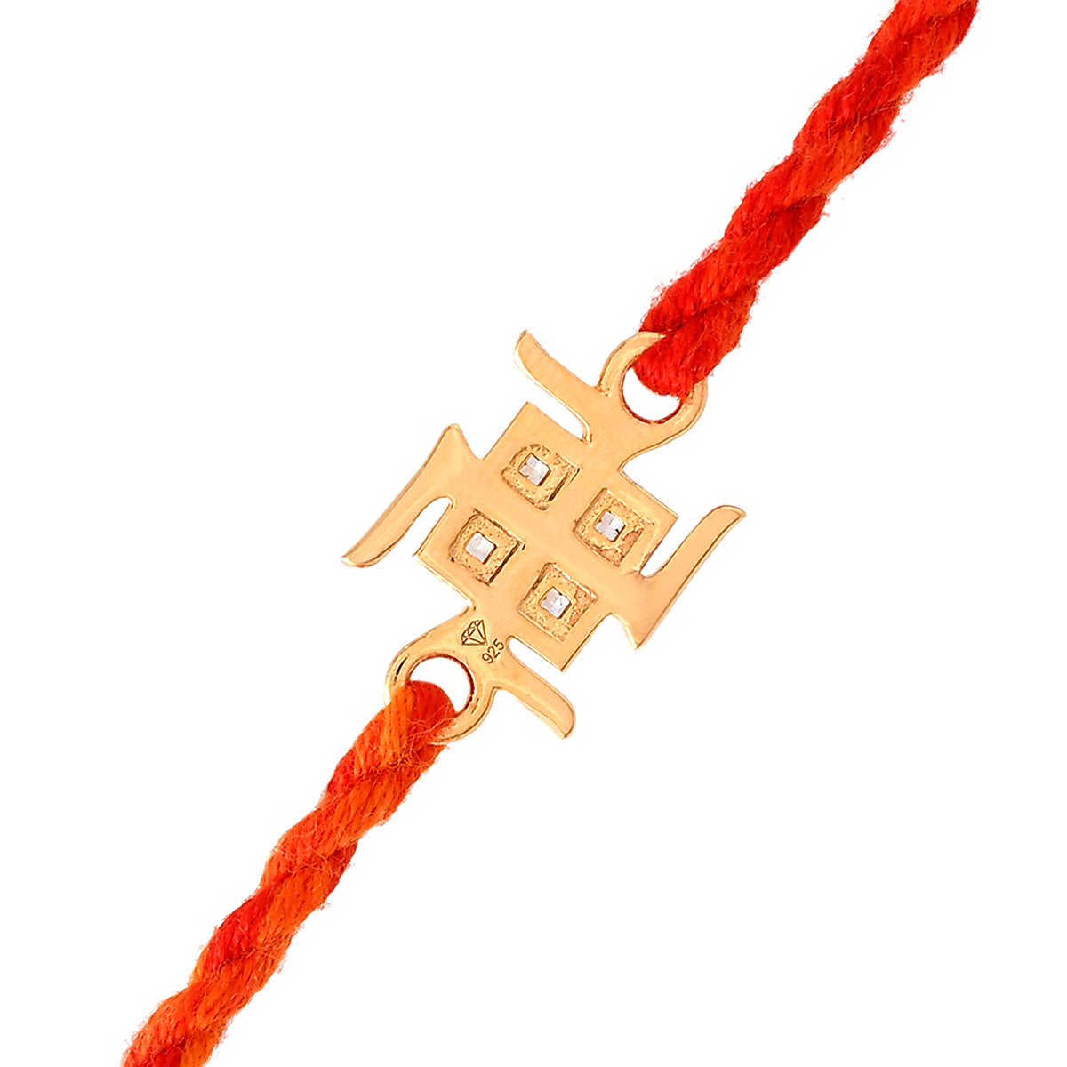 trueBrowns 925 Sterling Silver Swastik Gold-Polished Gold Micron Plated Thread Rakhi - Distacart