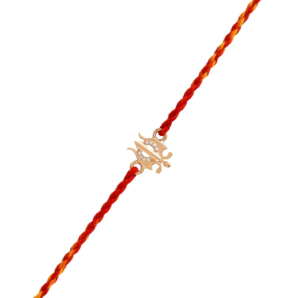 trueBrowns 925 Sterling Silver Gold-Polished Gold Micron Plated Trishul Thread Rakhi - Distacart