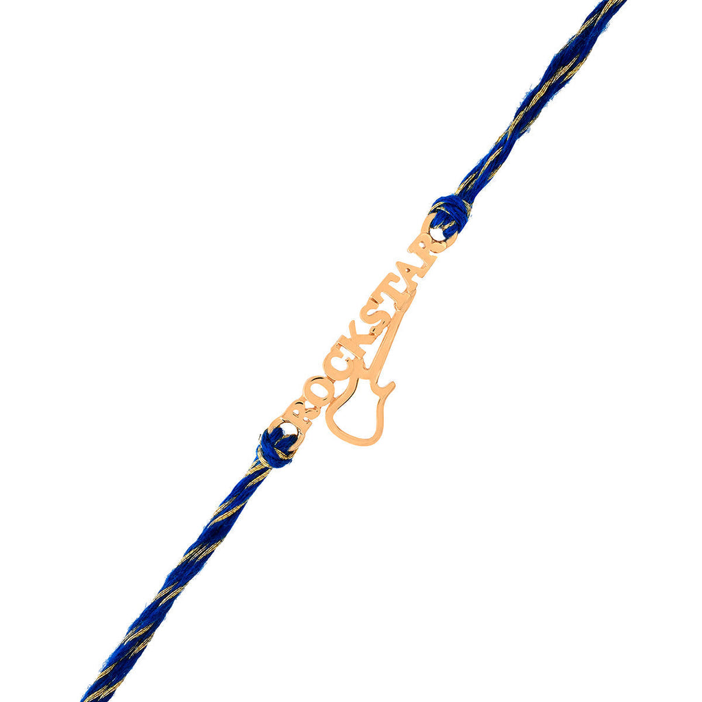 trueBrowns 925 Sterling Silver Rockstar Gold-Polished Gold Micron Plated Thread Rakhi - Distacart