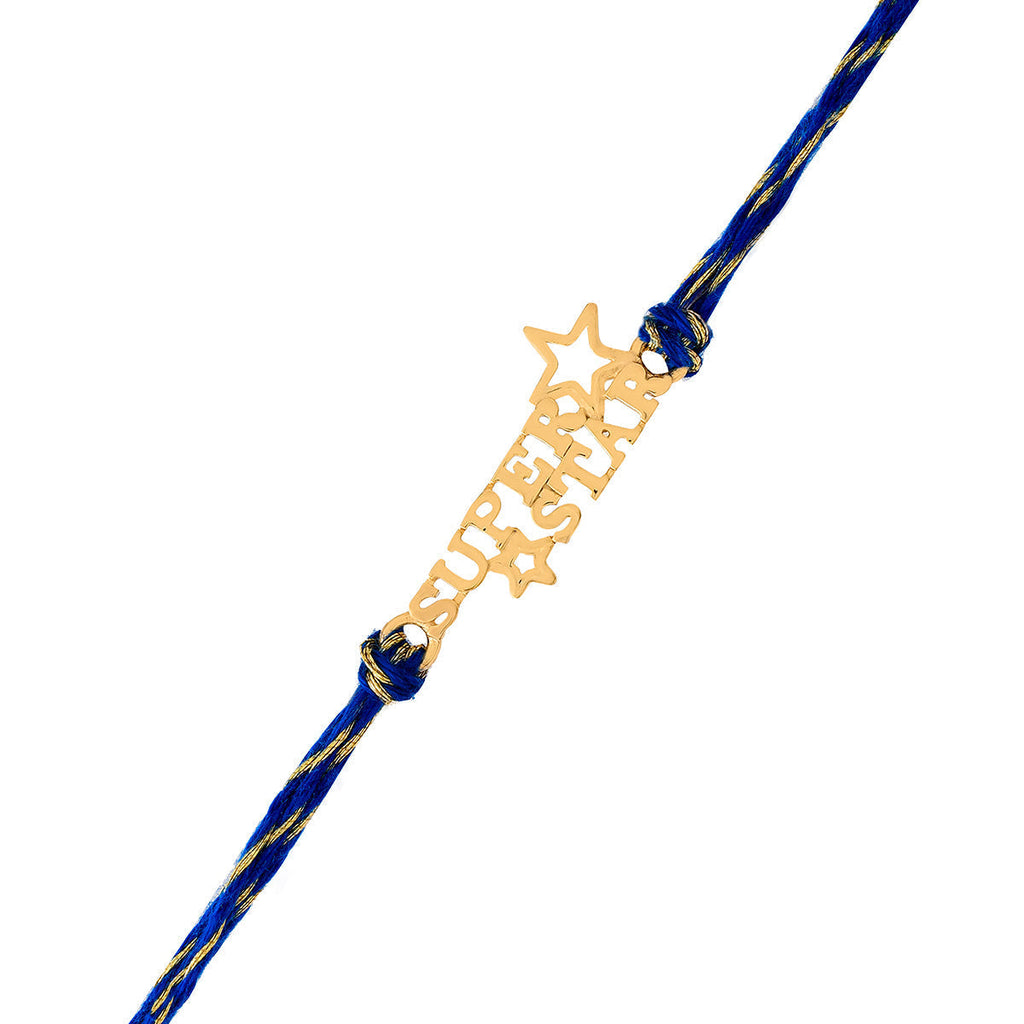 trueBrowns 925 Sterling Silver Gold-Polished Gold Micron Plated Superstar Thread Rakhi - Distacart
