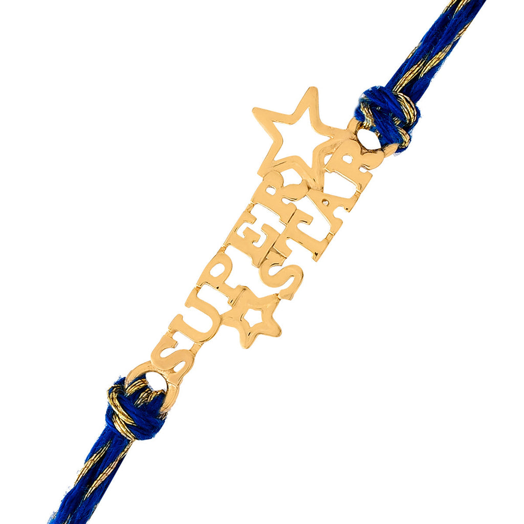 trueBrowns 925 Sterling Silver Gold-Polished Gold Micron Plated Superstar Thread Rakhi - Distacart