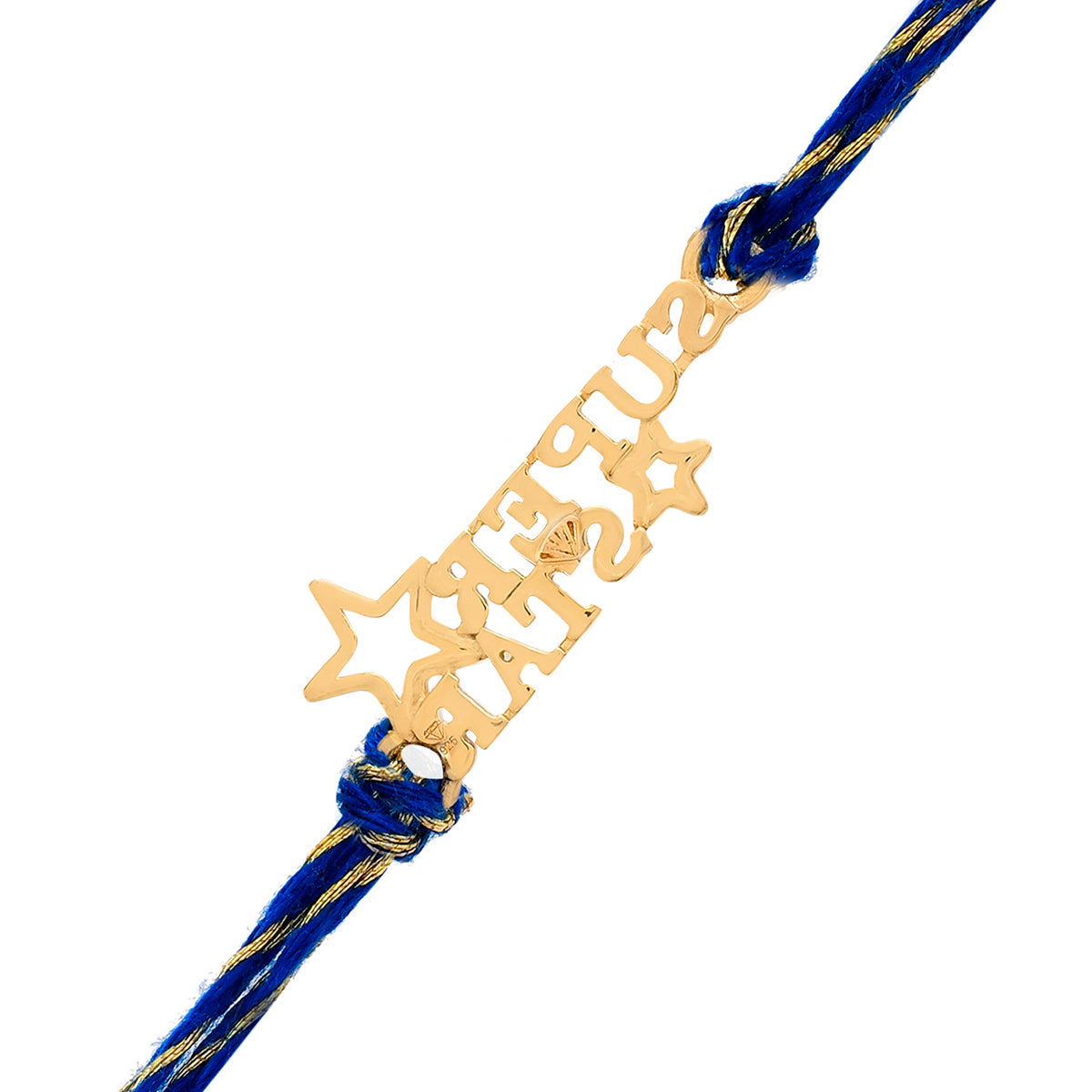 trueBrowns 925 Sterling Silver Gold-Polished Gold Micron Plated Superstar Thread Rakhi - Distacart