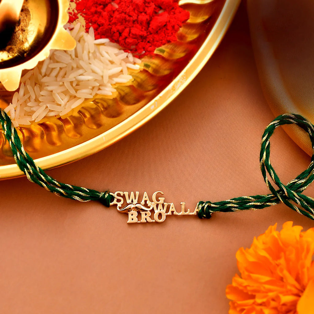 trueBrowns 925 Sterling Silver Gold-Polished Gold Micron Plated Swag Thread Rakhi - Distacart