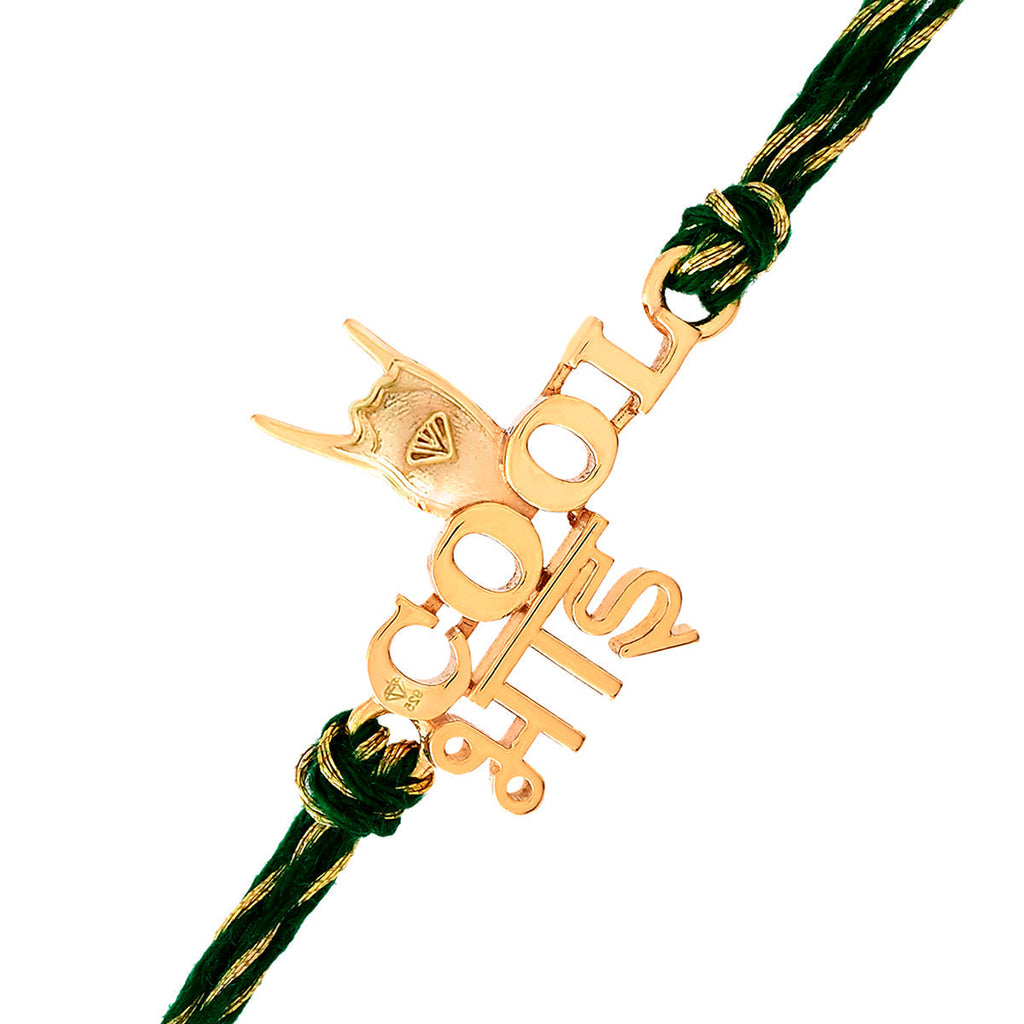 trueBrowns 925 Sterling Silver Classic 'Cool Bhai' Inscription Gold-Polished Gold Micron Plated Thread Rakhi - Distacart