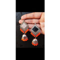 Muskan fancy mirror work orange smart ear ring