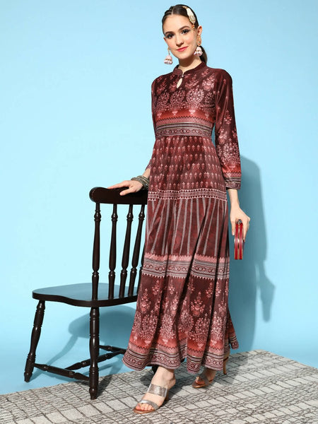 Ahalyaa Women's Beautiful Black Color Digital Print Velvet Kurta