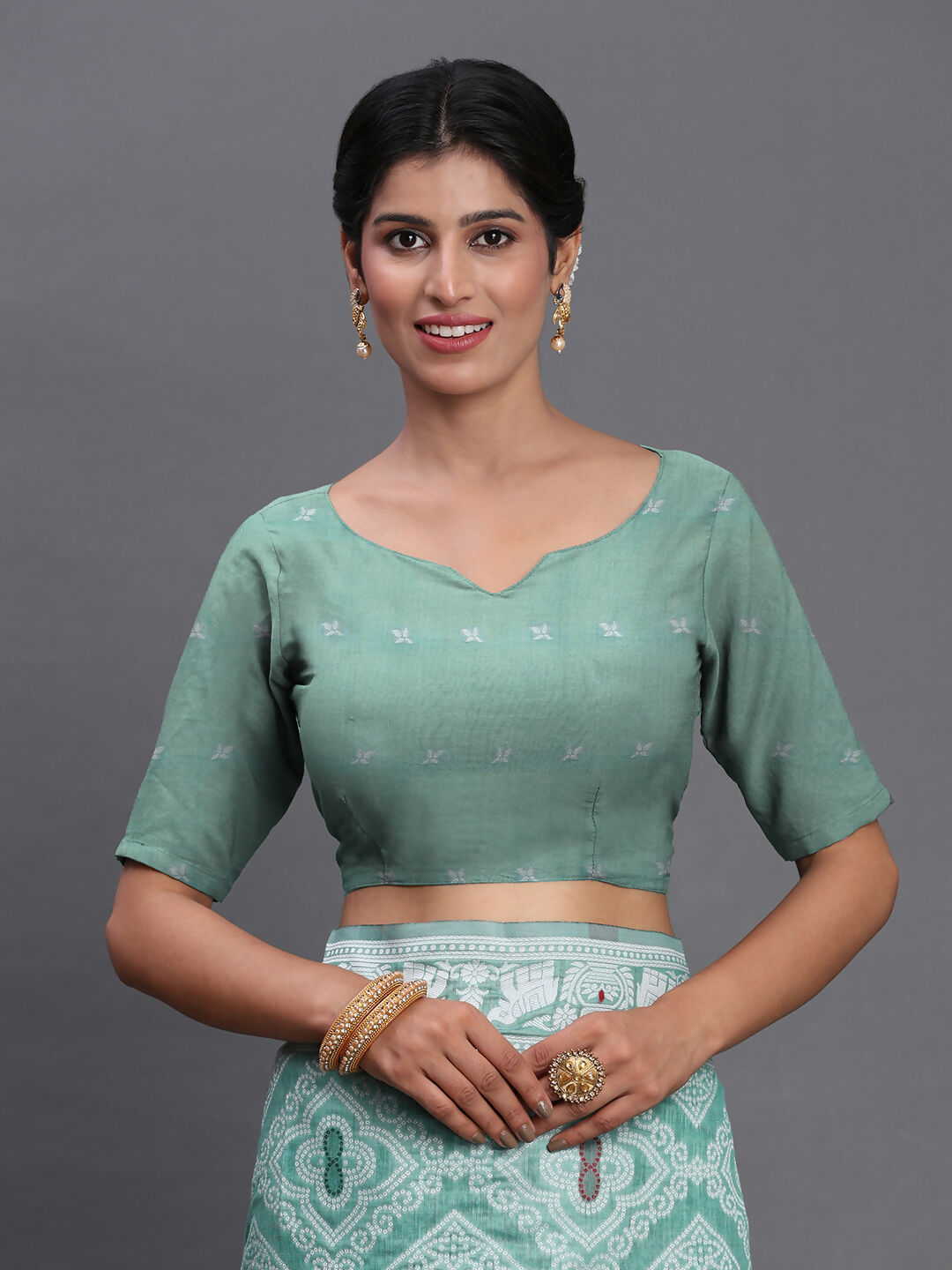 Shree Shyam Fashion Linen Cotton Sea Green Saree - Distacart