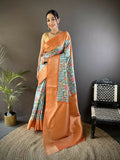 Joban Fashion Multi-Color Floral Digital Print Soft Lichi Silk Paithani Saree - Distacart