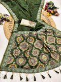 Vastranavya Green Muga Cotton Meenakari & Azarakh Pallu Saree with Contrast Blouse - Distacart